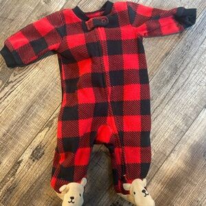 Carter's Red and Black Footie One Piece